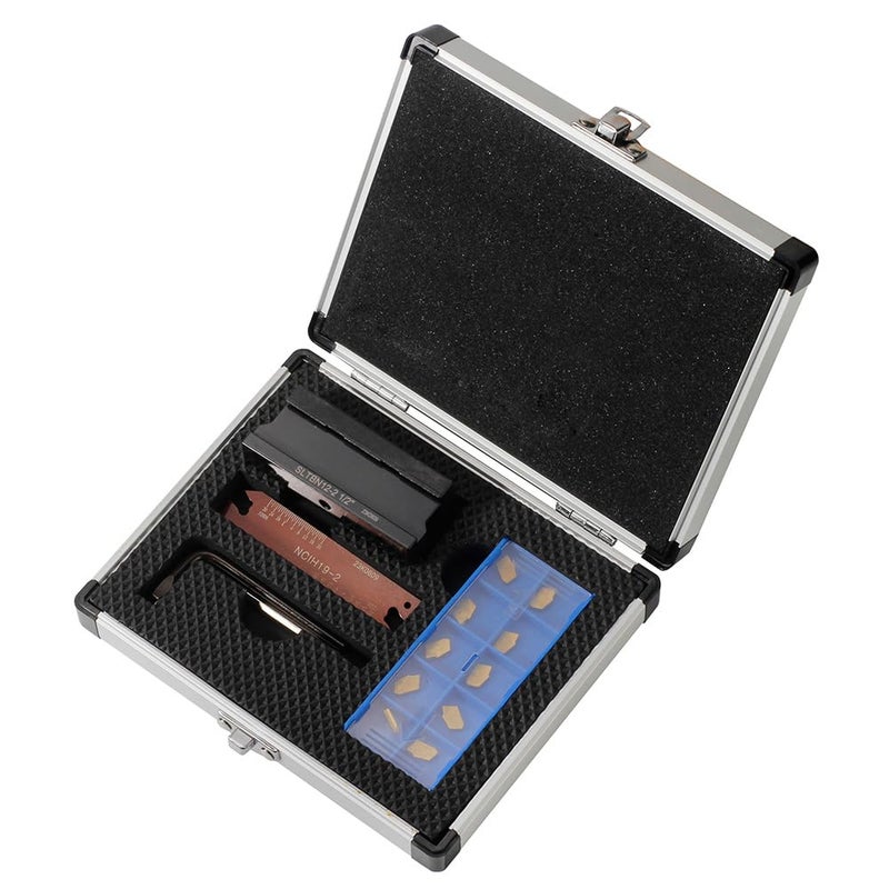 OSCARBIDE 1/2''Self-Lock Block SLTBN12-2 with Adjustable Blade NCIH19-2,and Tin Coated 10 pcs GTN-2 Carbide Inserts Parting Grooving Cut-Off Tool Set - Image 3